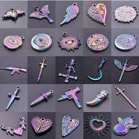 5pc Fashion Love Evil Eyes Colorful Stainless Steel Pendant Handmade Pendants Necklace Materials DIY Sword Accessories Findings