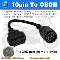 Motorcycle 10pin to OBD2 Diagnostic Cable For F800GS S1000 R1200GS 10pin OBD Adapter For ICOM-D For C/F/G/K/R/S Series Motorbike