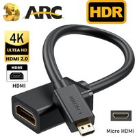 Micro HDMI Cable 4K 60Hz Micro HDMI to HDMI female adapter cable for Raspberry Pi 5/Pi 4/GoPro Hero 7 6/Sony A6000 Camera HDTV