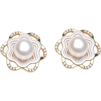 Real Natural Freshwater Pearl Stud Earrings S925 Sterling Silver,Gloss Pearl Earrings For Women Daily Birthday Party Gift White