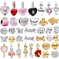 New Original 925 Sterling Silver Owl Turtle Butterfly Heart-shaped Horse Mushroom Pendant Beads fit Women's DIY Jewelry Gifts