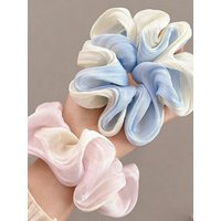 2 elegant, simple and eye-catching large intestine hair rings for women, summer new blue and pink combination hair accessories
