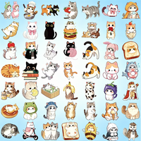 50PCS Cartoon Lovely Cats Stickers Artistic DIY Decorative Decals for Laptop Notebook Skateboard Guitar Helmet Creative Presents