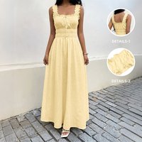 Long Dress Women Dresses A Line Vestidos Y2k Streetwear Square Collar Sleeveless Elegant Splice Party Night Work 2026 Summer