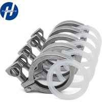 0.5" 1.5" 2" 3" 4" 50.5mm25.4mm34mm64mm91mm119mm SS304 Sanitary Stainless Steel Tri Ferrule Clamps Clover, With Silicone gasket