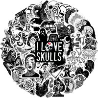 50PCS Black and White Devil Gothic Graffiti Waterproof Sticker Suitcase Notebook Skateboard Cup Guitar Helmet Decorative Decals