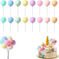 16 PCS Mini Balloon Cake Toppers Colorful Rainbow Cake Topper for Birthday Baby Shower Wedding Party Cake Decorations Supplies