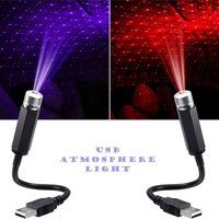 USB Car Star Projector Night Light, Red Purple LED Atmosphere Lamp, Plug & Play Adjustable Gooseneck Interior Decor Light for Ca