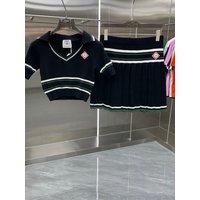 Fashionable Knitted Skirt Set for Women Short Sleeve College Style Versatile Autumn Season Teenage Girls Fashionable Outfit