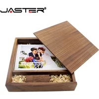 JASTER Photo Unique Album Walnut Wood USB+Box Pendrive Creative Wedding Gift USB Flash Drive 8GB 16GB 32GB 64GB(170*170*35 Mm)