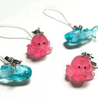 Jelly shark y2k Small Phone Charm Aesthetic Y2K Style Accessories Handmade Clear Octopus Keychain Gift Kawaii Lanyard Trinket
