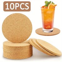 10Pcs Natural Round Wooden Cup Mat Pad Durable Non-Slip Cork Coaster Tea Coffee Mug Drinks for Table Decor DIY Tableware