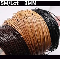5 Meters/Lot 3mm Genuine Cow Leather Round Thong Cord DIY Bracelet Findings Rope String For Jewelry Making