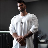 Autuman New Hot Sale Oversized Men Dropped Shoulder Printed Loose Winter Fashion Hip Hop Trainning Sports Cotton O-Neck T-shirt
