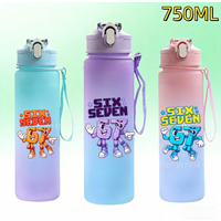 750ML Anime Steal A Brainrot Sports Water Bottle with Straw 67 Six Cartoon Hiking Portable Drink Bottles Fans Gifts