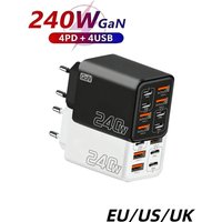 240W 8 Port USB C PD Fast Charger QC 3.0 Wall Adapter Quick Charging for iPhone Samsung Xiaomi Huawei Oneplus Oppo EU US UK Plug