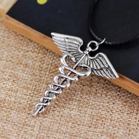 Percy Jackson Necklace Angle Wings Snake Ouroboros Magic Wand Caduceus Winged Snakes Svord Pendant Jewelry Gifts