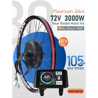 AliExpress KUNTENG E-BIKE MTX Electric Bike Conversion Kit 72V 3000W Brushless Rear Hub Motor Wheel with UKC1 Display for 20-29inch E-Bike Conversion Kit