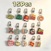15PCS Christian Keychain Set Faith Religious Keychains Jesus Gifts Inspirational Bible Keyring Bulk Church Party Favors