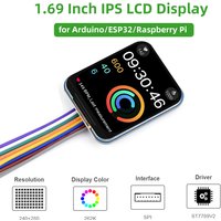 1.69 Inch LCD IPS Screen 240×280 SPI Interface 262K Colors ST7789V2 Display Module for Arduino ESP32 Raspberry Pi 4B 3B+ Zero