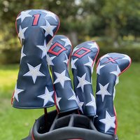 Golf club protective cover, red and blue matching, five pointed star pattern design, fashionable scratch resistant head cover