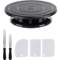 Plateau tournant à gâteaux avec 2 spatules à angle droit pour glaçage, 3 grattoirs plus lisses, Kit de décoration de gâteaux, accessoires de cuisson, 6 pièces