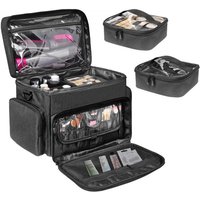 Cosmetic Bag with Handle Make up Organizer for Hair Tools Grooming Set Women