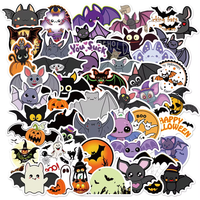 50/100PCS Halloween Purple Bat Stickers Streetwear Laptop Happy Halloween Elements Harajuku Wall Bar Fashion Living Room Sticker