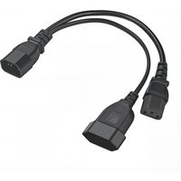 AC Power Splitter Cord IEC320 3 pin C14 TO Male C13+2 hole EU 4.0mm Female socket Y Splitter AC power cord Y Splitter Power Lead