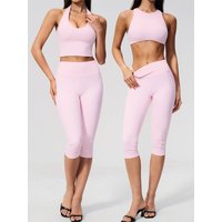 Capri Pants Suit 2PCS Yoga Set Women Tracksuit Sports Leggings Gym Suit Fitness Bra Sportswear Workout Clothes Athletic Wear Set