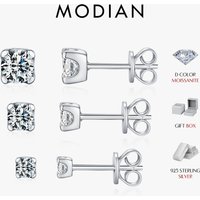 MODIAN 3MM-5MM Size D Color Moissanite 925 Sterling Silver Classic Simple Round Stud Earrings For Women Fine Stackable Jewelry