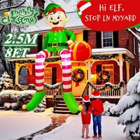 1 pièce de décoration gonflable de Noël : Père Noël/elfe assis grimpant sur une fenêtre, pour fêtes de Noël, cadeaux et accessoires de décoration intérieure.