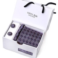 Mens Tie Set In A Box Paisley Ties For Men Gifts Luxury Necktie Pocket Square Cufflinks Wedding Business Formal Suit Tie