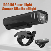 1000LM Auto Light Sensing Waterproof Bicycle Front Light USB Rechargeable Bright LED Headlamp Kit Bike Night Outdoor Riding