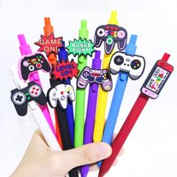 10pcs Game Controller Design Retractable Ballpoint Pen with Soft Gel Patch New Creative Gift for Writing Office