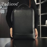 Full-grain cowhide men's double-shoulder bag 16-inch laptop bag schoolbag business leather backpack men's bag