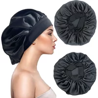 Newly Satin Night Hair Cap Women's Solid Sleeping Hat Sleep Care Bonnet Nightcap For Women Unisex Cap