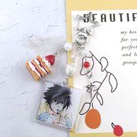 Handmade Anime L Lawliet Cake Keychain Death Note Keychain Charms Aesthetic Accessories