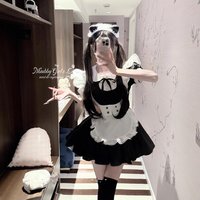 Large Size Maid Uniforms Women's Dress Knot Japanese Anime COSPLAY Courtyard Style Loose Waist Knitted Dress