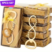 4pcs Love Forever Package Bottle Opener for Wedding Party Bridal Shower Favors for Guests with Individual Gift Package