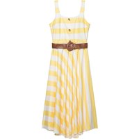 Willshela Women Fashion With Belt Striped Backless Side Zipper Midi Dress Vintage Straps Square Collar Female Chic Lady Dresses