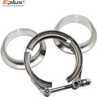 304 Stainless Steel V Band Clamp with Male Female Flange Kit Exhaust Pipe Clamp Car Exhaust System Turbo Muffler Downpipe Flange
