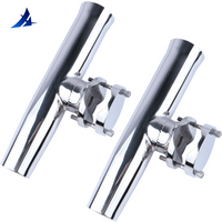 (2X) Tournament Style Clamp on Boat Fishing Rod Holder Stainless Steel Adjustable fit for 1-1/4" to 2" Fishing Tackle Tube