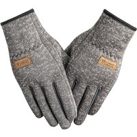AliExpress RooRuns Unisex Winter Fleece-Lined Thermal Gloves with Non-Slip Grip Design Touchscreen Gloves for Cycling, Running, Skiing - Grey/Blue