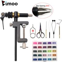 Bimoo 360° Rotation C-Clamp Fly Tying Vise Hardened Steel Jaws Jig Lure Making Tool Fly Tying Tool Kit 300D Assist Binding Threa