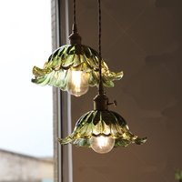 Nordic Moderne LED Blumen Anhänger Lichter Kaffee Wohnzimmer Balkon Grün Glas Knopf Schalter Hängen lampe Leuchten Luminaira