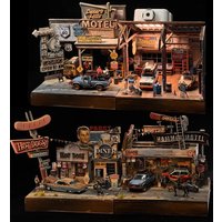 Diorama 1:64 Scale American Garage Building Model Material Kit DIY Repair Shop Car Garage Model Display Scene