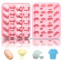 Football Chocolate Mold Sports Theme Silicone Mold 20-Cavity Rugby Trophy Helmet Jersey Fondant Candy Cake Decorating Tools