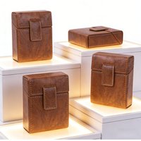 20 Sticks PU Leather Case Holder Pocket Cigarette Box Rugged Leather Cigarette & Lighter Case for Women Men