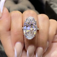 925 sterling silver women's ring with bright oval zircon, luxury engagement ring, fashionable wedding party jewelry